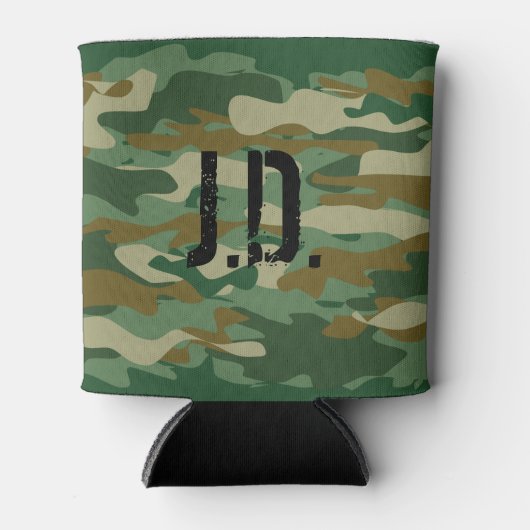 Monogrammed koelbox met legercamouflage ontwerp blikjeskoeler (Voorkant)