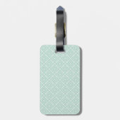 Monogrammed Koraal en Mint Diamond Pattern Bagagelabel (Achterkant verticaal)