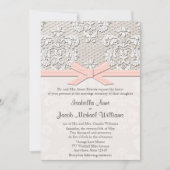 Monogrammed  Lace Wedding Invitations Pink Kaart (Voorkant)