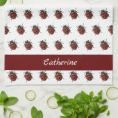 Monogrammed Ladybug Patroon Theedoek (Gevouwen)