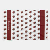 Monogrammed Ladybug Patroon Theedoek (Horizontaal)