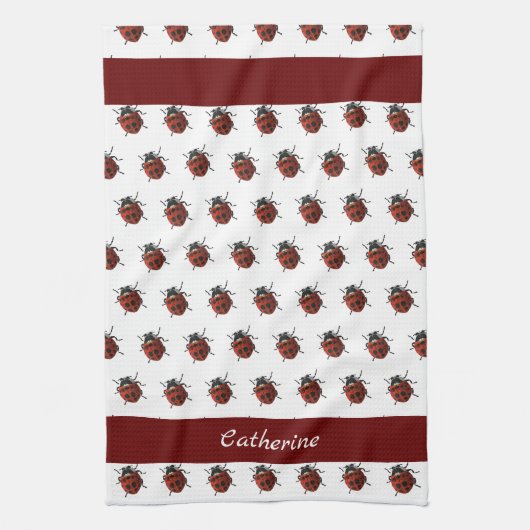 Monogrammed Ladybug Patroon Theedoek (Verticaal)