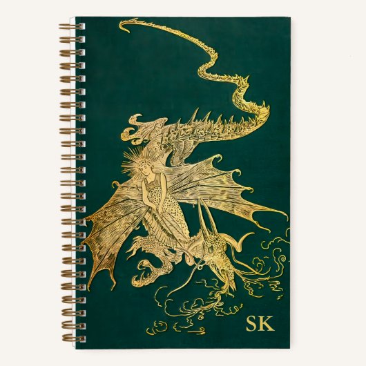 Monogrammed Lang Groen Fairy Book Dotted Journal Notitieboek (Voorkant)