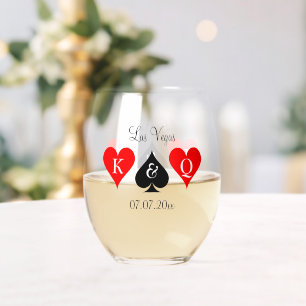 Monogrammed Las Vegas bruiloft party logo Wijnglas Zonder Voet