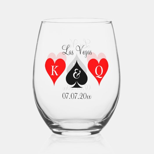 Monogrammed Las Vegas bruiloft party logo Wijnglas Zonder Voet (Achterkant)