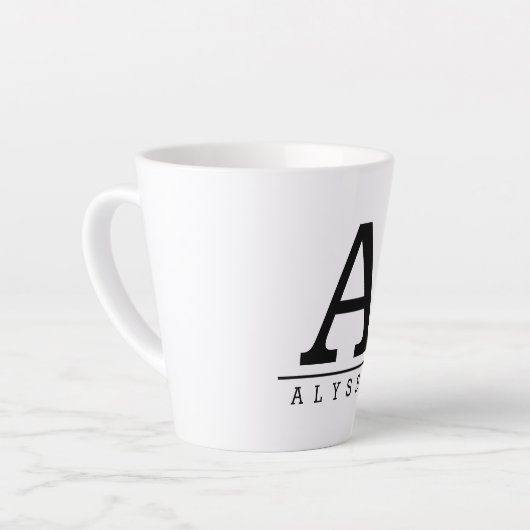 Monogrammed latte mok met het initiaal van de doua (Linkerhoek)
