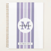 Monogrammed Lavendel Shade Stripes Gepersonaliseer Planner (Voorkant)