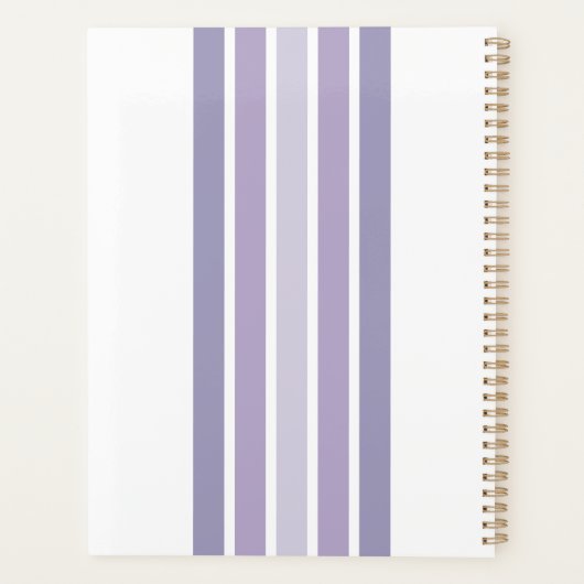 Monogrammed Lavendel Shade Stripes Gepersonaliseer Planner (Achterkant)