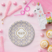 Monogrammed Lavender and Gold Moroccan Wedding Papieren Bordje (Feest)
