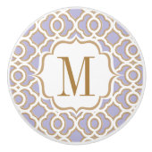 Monogrammed Lavender en Gold Moroccan Keramische Knop (Voorkant)