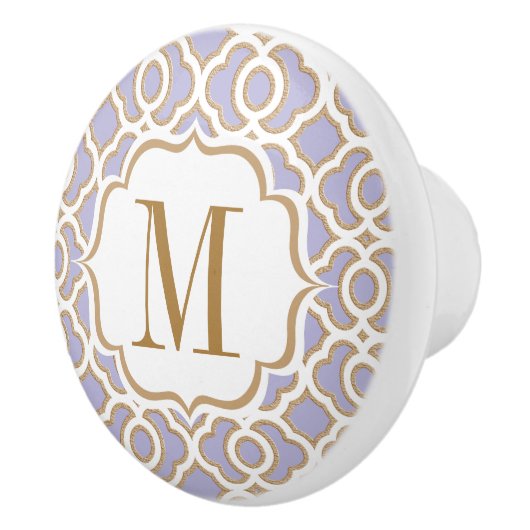 Monogrammed Lavender en Gold Moroccan Keramische Knop (Rechts)
