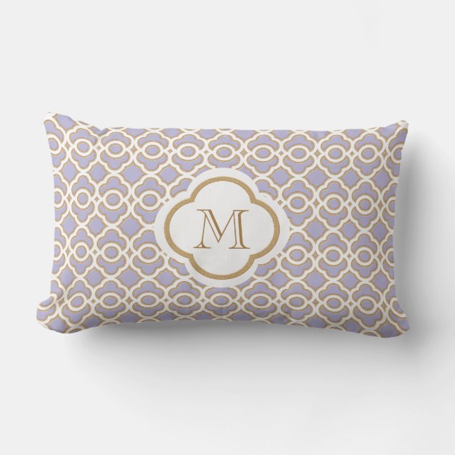 Monogrammed Lavender en Gold Moroccan Kussen (Voorkant)