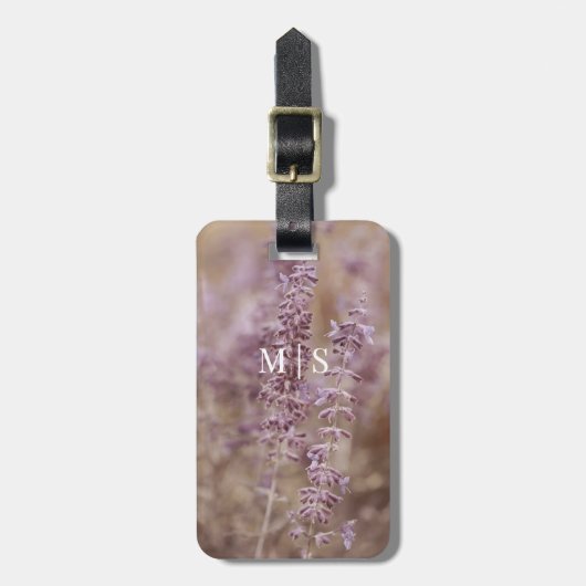 Monogrammed Lavender Montana Wildflowers Bagagelabel (Voorkant verticaal)