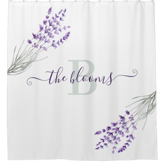 Monogrammed Lavender Shower Curtain Douchegordijn (Voorkant)