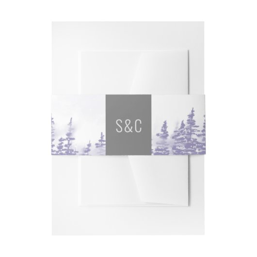 Monogrammed Lavender Winter Forest Wedding Uitnodigingen Wikkel (Voorkant Voorbeeld)