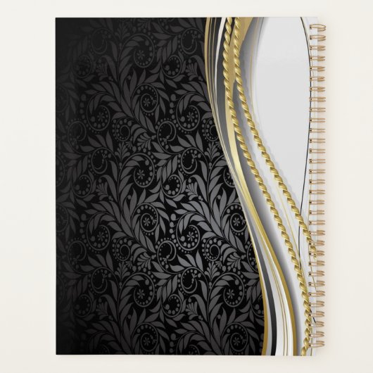 Monogrammed Leafy Floral Pattern Planner (Achterkant)