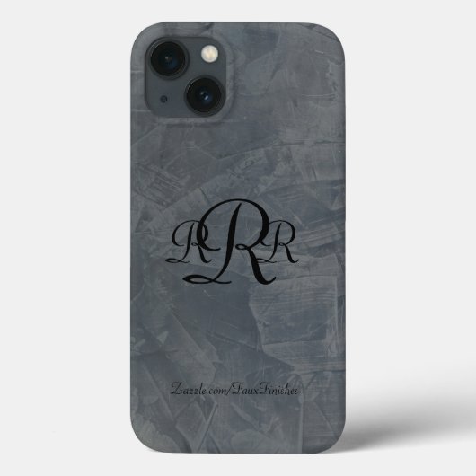 Monogrammed leisteen grijs gips patronen Case-Mate iPhone case (Achterkant)