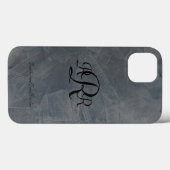 Monogrammed leisteen grijs gips patronen Case-Mate iPhone case (Achterkant (horizontaal))