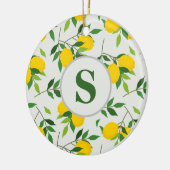 Monogrammed Lemon Ceramic Ornament – Citrus Design (Links)