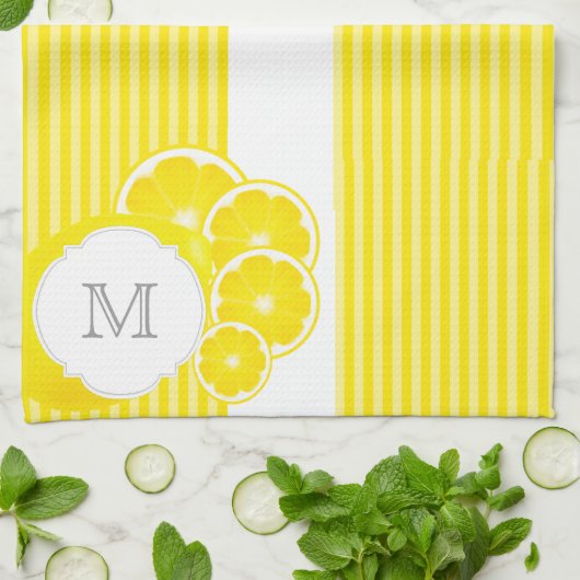 Monogrammed Lemons voor limonade Theedoek (Gevouwen)