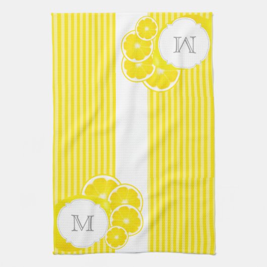 Monogrammed Lemons voor limonade Theedoek (Verticaal)