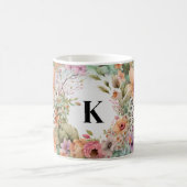 Monogrammed Leopard Print Floral Koffiemok (Center)