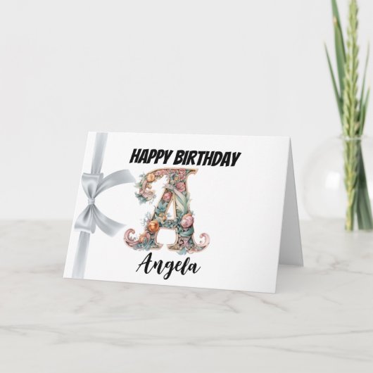 Monogrammed letter "A" Gelukkige Verjaardag Kaart (Voorkant)