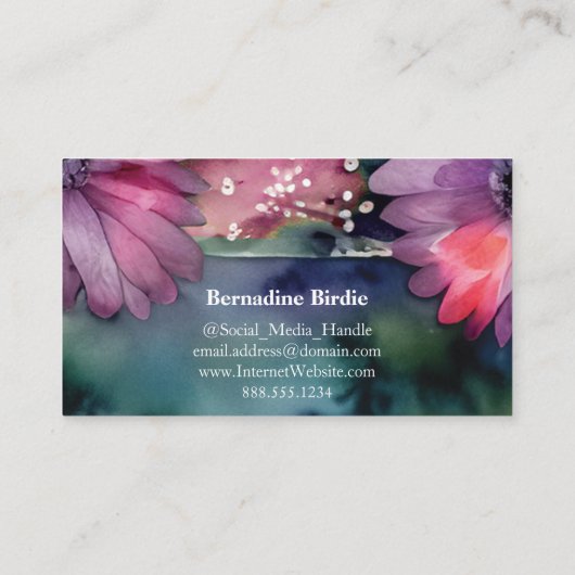 Monogrammed Letter B Eenvoudige Chic Bloemen Water Visitekaartje (Achterkant)