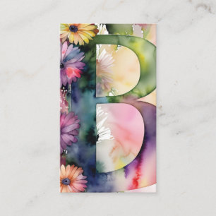 Monogrammed Letter B Eenvoudige Chic Bloemen Water Visitekaartje