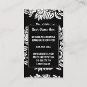 Monogrammed Letter B Zwart en wit Bloemen Visitekaartje (Achterkant)