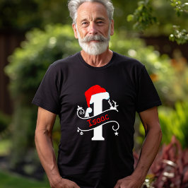 Monogrammed Letter I Gepersonaliseerde Naam Kerstm T-shirt