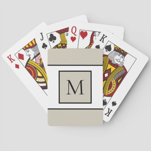 Monogrammed Letter Initiaal Modern Black Tan Pokerkaarten (Achterkant)