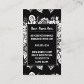 Monogrammed Letter J Zwart en wit Bloemen Visitekaartje (Achterkant)