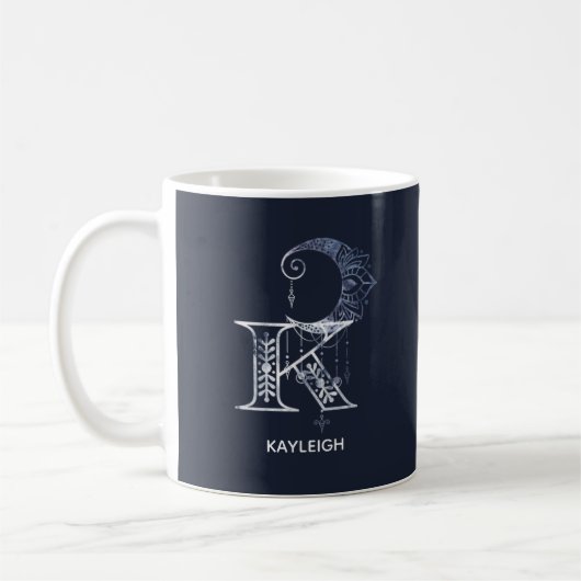 Monogrammed Letter K Boho Crescent Moon Mandala Koffiemok (Links)