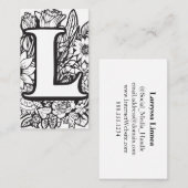 Monogrammed letter L Eenvoudige zwart-witte bloem Visitekaartje (Voorkant / Achterkant)