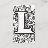 Monogrammed letter L Eenvoudige zwart-witte bloem Visitekaartje (Voorkant)