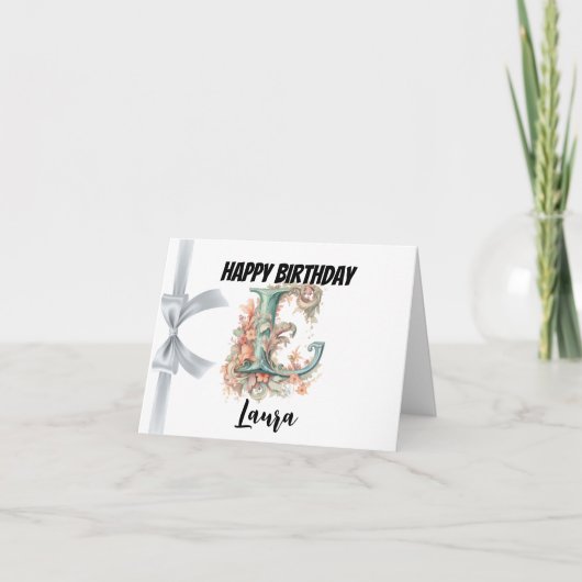 Monogrammed letter "L" Gelukkige Verjaardag Kaart (Voorkant)