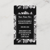 Monogrammed Letter L Zwart en wit Bloemen Bloemen Visitekaartje (Achterkant)