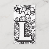Monogrammed Letter L Zwart en wit Bloemen Bloemen Visitekaartje (Voorkant)