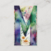 Monogrammed Letter M Eenvoudige Chic Bloemen Water Visitekaartje (Voorkant)