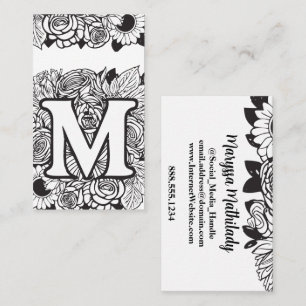 Monogrammed Letter M Eenvoudige Chic Bloemen Zonne Visitekaartje