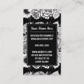 Monogrammed Letter M Zwart en wit Bloemen Bloemen Visitekaartje (Achterkant)