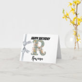Monogrammed letter "R" Gelukkige Verjaardag Kaart (Gele Bloem)