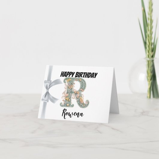 Monogrammed letter "R" Gelukkige Verjaardag Kaart (Voorkant)