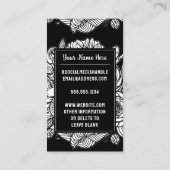 Monogrammed Letter R Zwart-witte Bloembloem Visitekaartje (Achterkant)