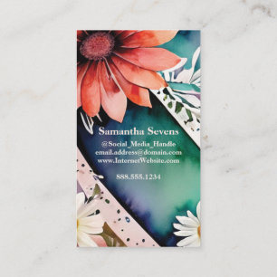 Monogrammed Letter S Eenvoudige Chic Bloemen Water Visitekaartje