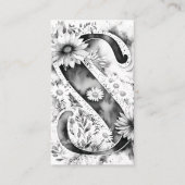 Monogrammed letter S Elegante Bloemen Waterverf Visitekaartje (Voorkant)
