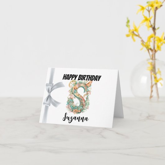 Monogrammed letter "S" Happy Birthday Kaart (Gele Bloem)