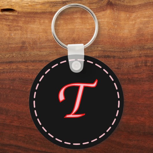 Monogrammed Letter T Sleutelhanger (Voorkant)