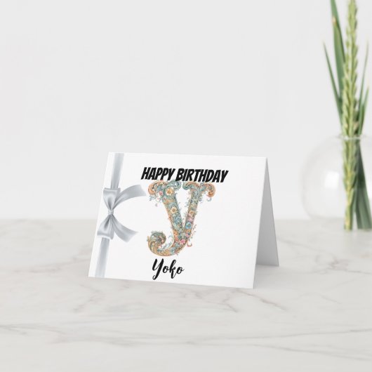 Monogrammed letter "Y" Gelukkige Verjaardag Kaart (Voorkant)